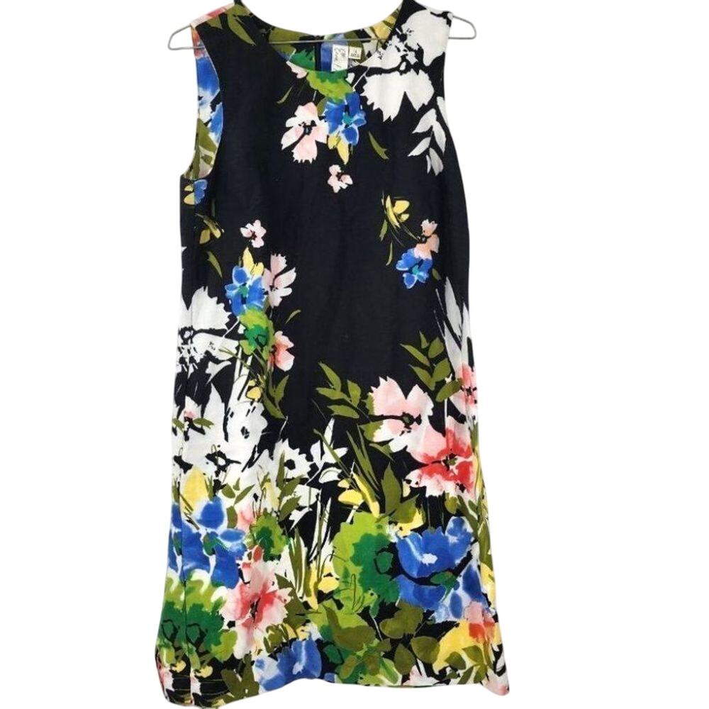 EMMA & MICHELE Black Floral Sleeveless Dress Size 10 - Picture 2 of 3